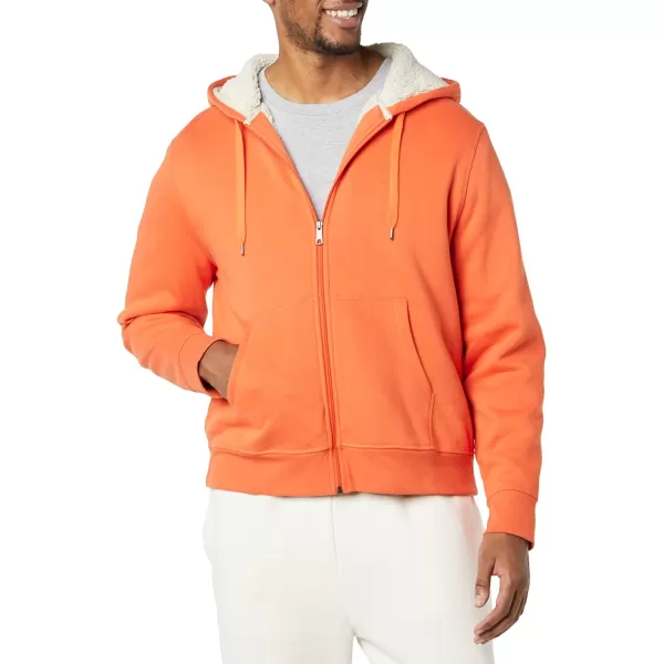 Amazon Essentials Mens SherpaLined FullZip Hooded Fleece SweatshirtOrange