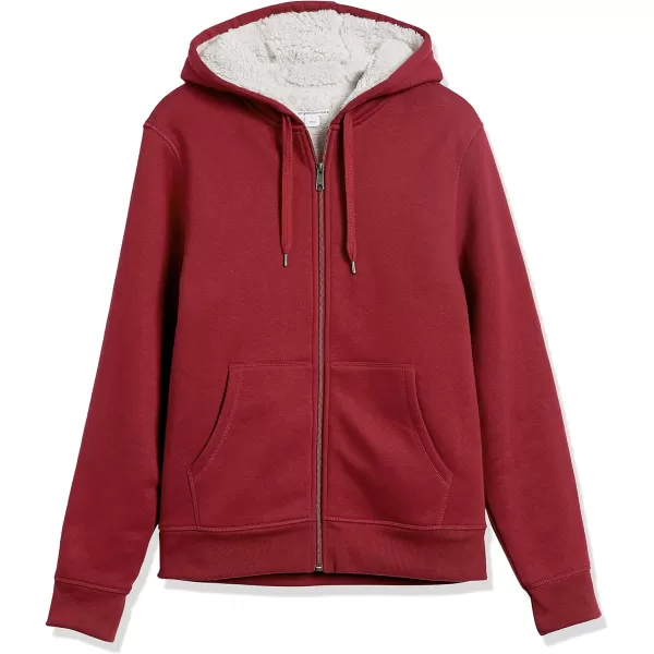 Amazon Essentials Mens SherpaLined FullZip Hooded Fleece SweatshirtRed