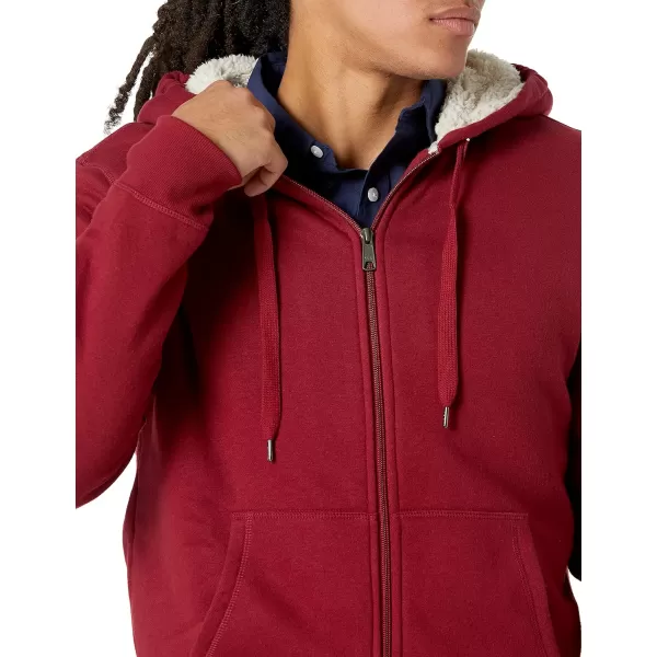 Amazon Essentials Mens SherpaLined FullZip Hooded Fleece SweatshirtRed