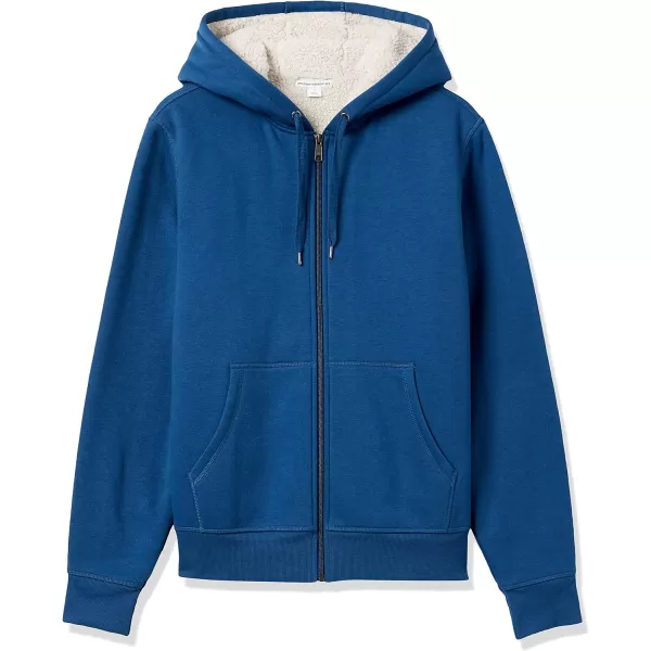 Amazon Essentials Mens SherpaLined FullZip Hooded Fleece SweatshirtTeal Blue