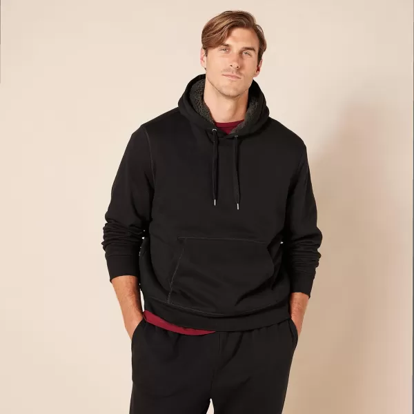 Amazon Essentials Mens SherpaLined Pullover Hoodie SweatshirtBlack