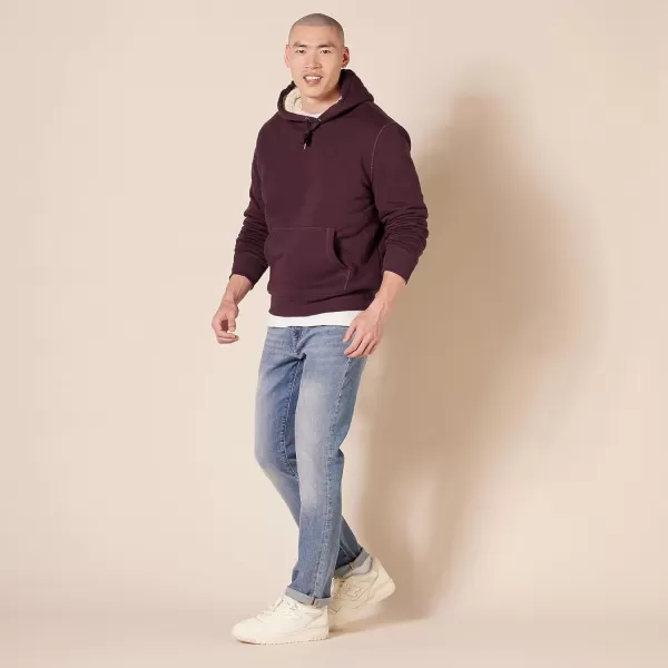 Amazon Essentials Mens SherpaLined Pullover Hoodie SweatshirtBurgundy