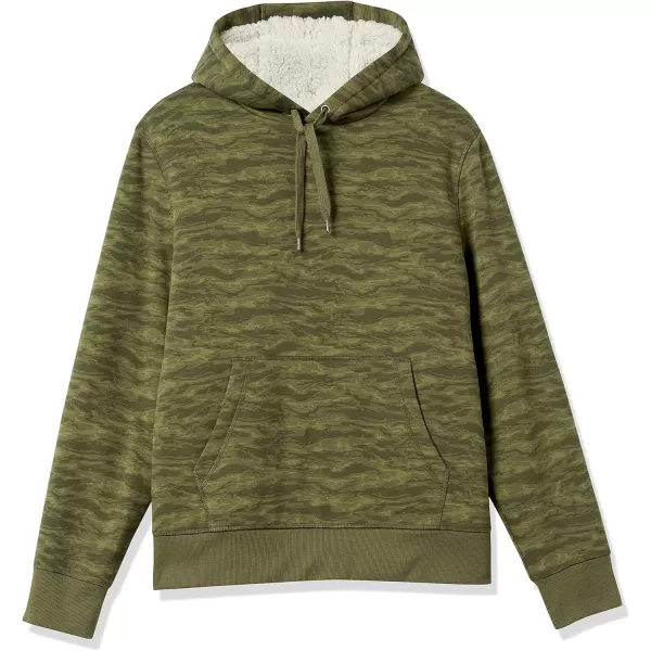 Amazon Essentials Mens SherpaLined Pullover Hoodie SweatshirtCamo