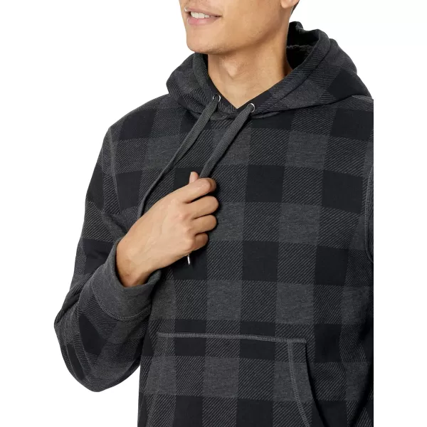 Amazon Essentials Mens SherpaLined Pullover Hoodie SweatshirtCharcoal Buffalo Plaid