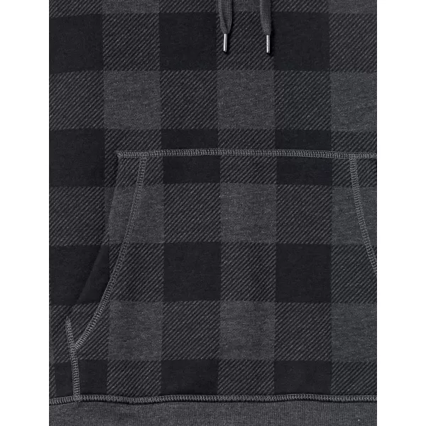 Amazon Essentials Mens SherpaLined Pullover Hoodie SweatshirtCharcoal Buffalo Plaid