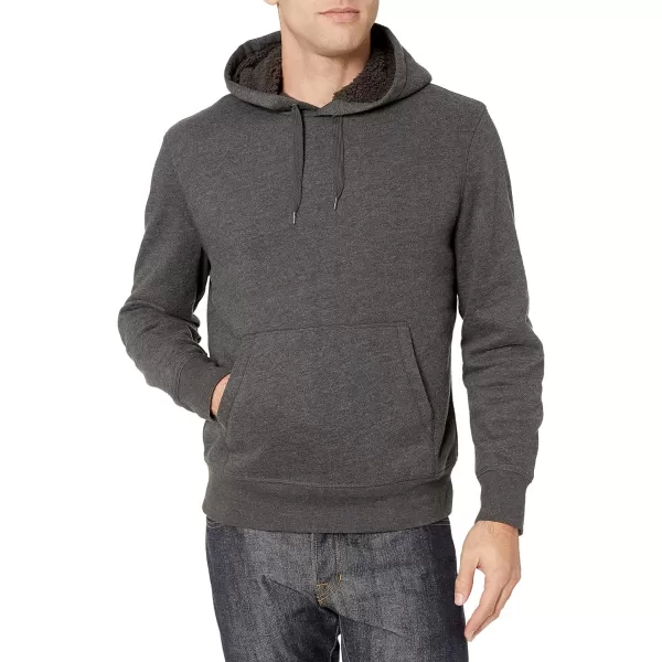 Amazon Essentials Mens SherpaLined Pullover Hoodie SweatshirtCharcoal Heather