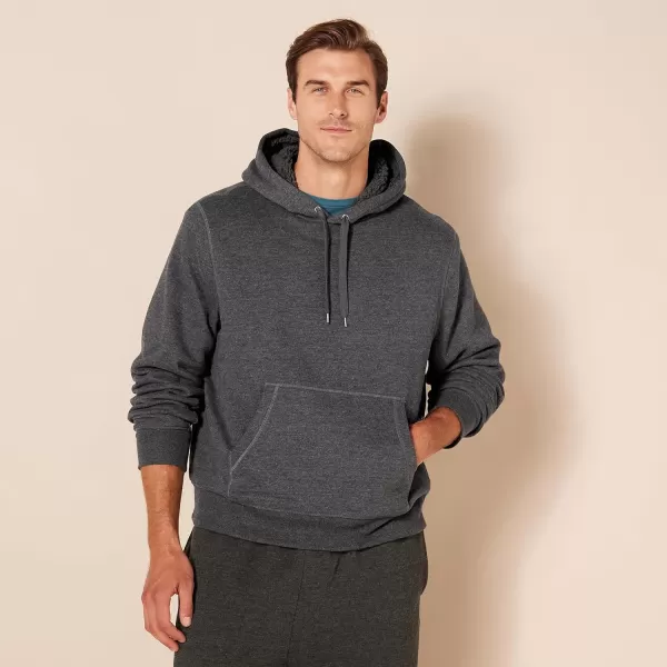 Amazon Essentials Mens SherpaLined Pullover Hoodie SweatshirtCharcoal Heather