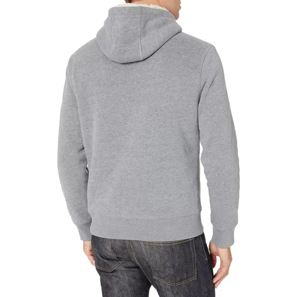 Amazon Essentials Mens SherpaLined Pullover Hoodie SweatshirtLight Grey Heather