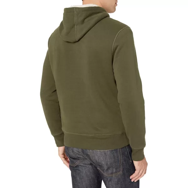 Amazon Essentials Mens SherpaLined Pullover Hoodie SweatshirtOlive