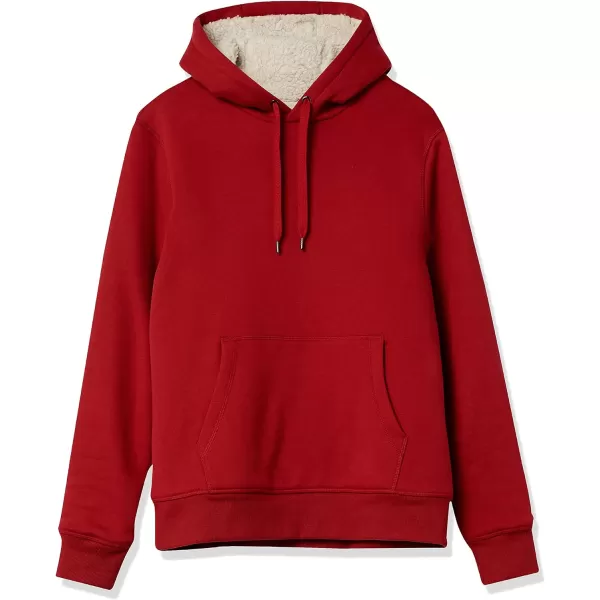 Amazon Essentials Mens SherpaLined Pullover Hoodie SweatshirtRed