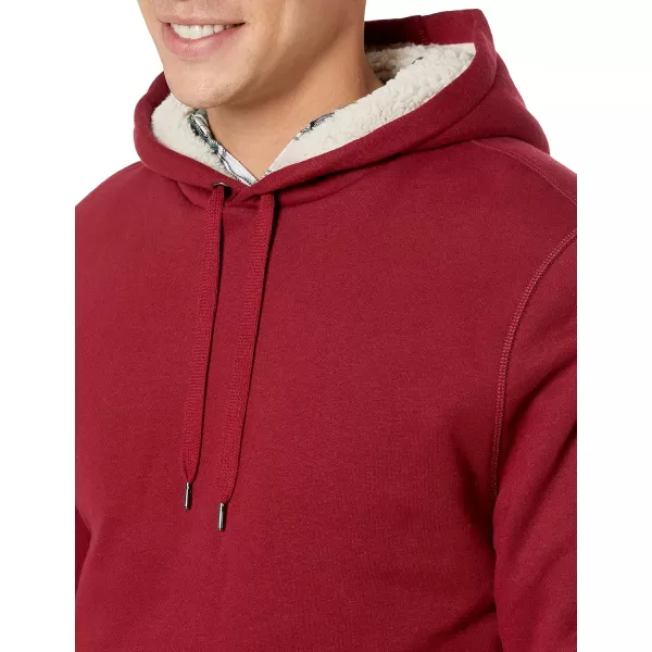 Amazon Essentials Mens SherpaLined Pullover Hoodie SweatshirtRed