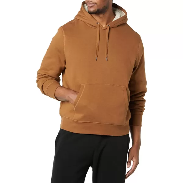 Amazon Essentials Mens SherpaLined Pullover Hoodie SweatshirtToffee Brown