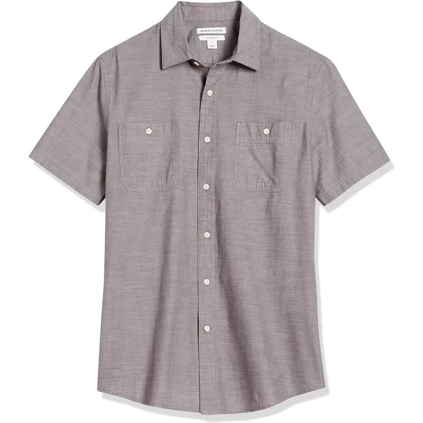 Amazon Essentials Mens ShortSleeve Chambray ShirtDark Grey