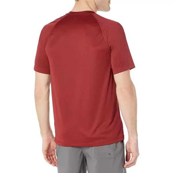 Amazon Essentials Mens ShortSleeve QuickDry UPF 50 Swim TeeBrick Red