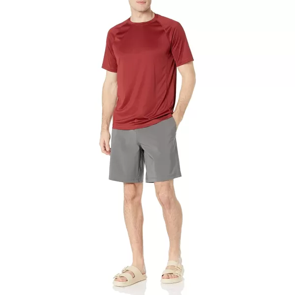 Amazon Essentials Mens ShortSleeve QuickDry UPF 50 Swim TeeBrick Red