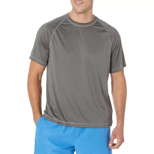 Amazon Essentials Mens ShortSleeve QuickDry UPF 50 Swim TeeCharcoal