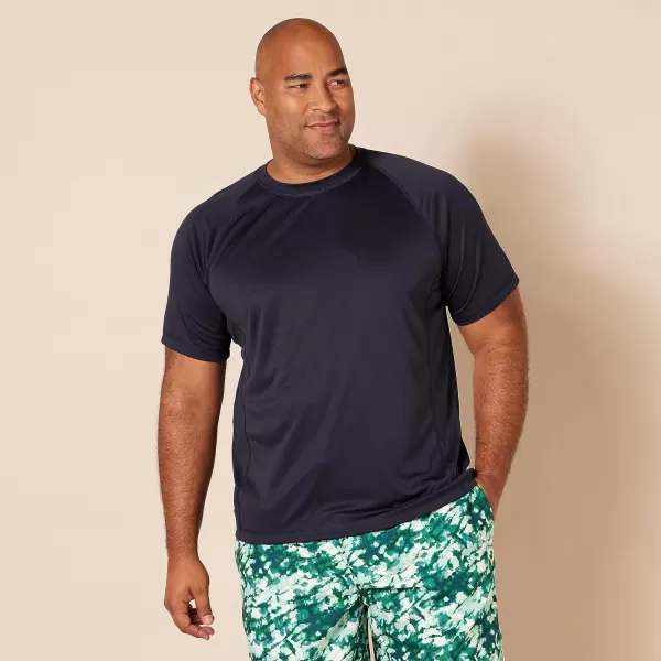 Amazon Essentials Mens ShortSleeve QuickDry UPF 50 Swim TeeDark Navy