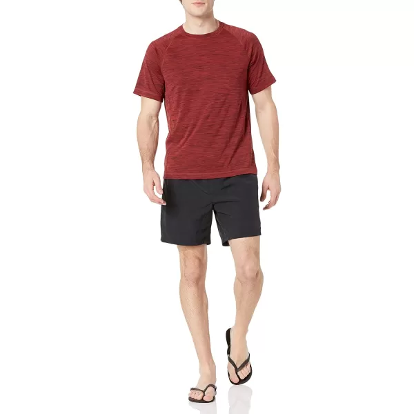 Amazon Essentials Mens ShortSleeve QuickDry UPF 50 Swim TeeRed Heather