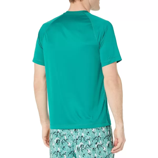 Amazon Essentials Mens ShortSleeve QuickDry UPF 50 Swim TeeTeal Green