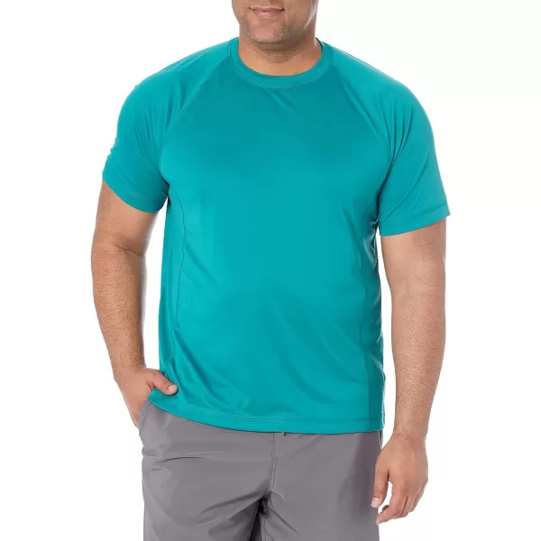 Amazon Essentials Mens ShortSleeve QuickDry UPF 50 Swim TeeTeal Green