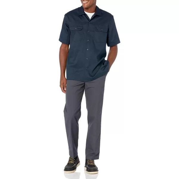 Amazon Essentials Mens ShortSleeve Stain and WrinkleResistant Work ShirtDark Navy