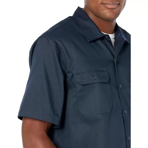 Amazon Essentials Mens ShortSleeve Stain and WrinkleResistant Work ShirtDark Navy