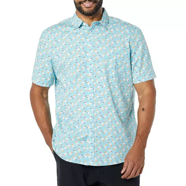 Amazon Essentials Mens ShortSleeve Stretch Poplin Shirt Available in Big amp TallAqua Blue