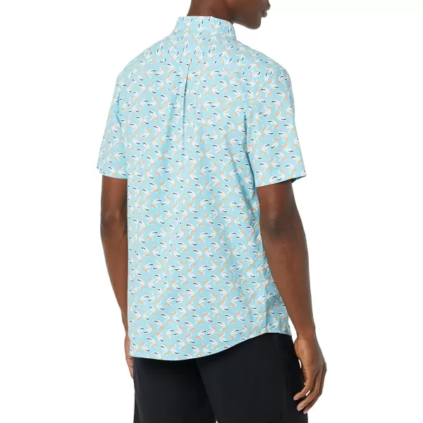 Amazon Essentials Mens ShortSleeve Stretch Poplin Shirt Available in Big amp TallAqua Blue