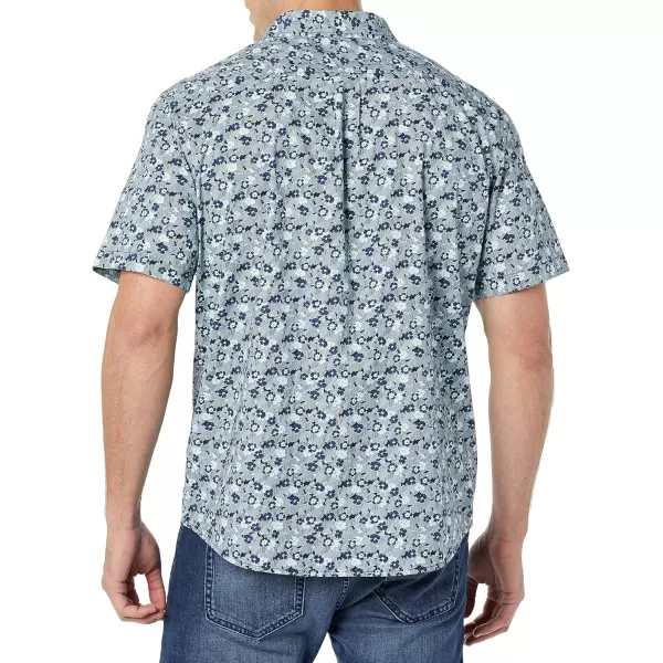 Amazon Essentials Mens ShortSleeve Stretch Poplin Shirt Available in Big amp TallBlue Floral