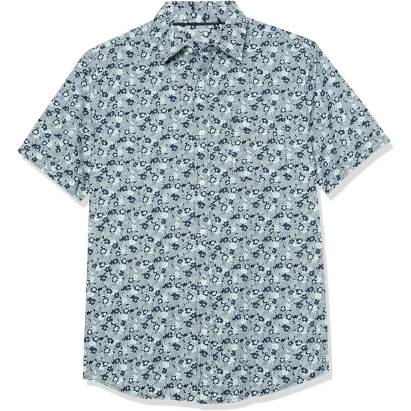 Amazon Essentials Mens ShortSleeve Stretch Poplin Shirt Available in Big amp TallBlue Floral