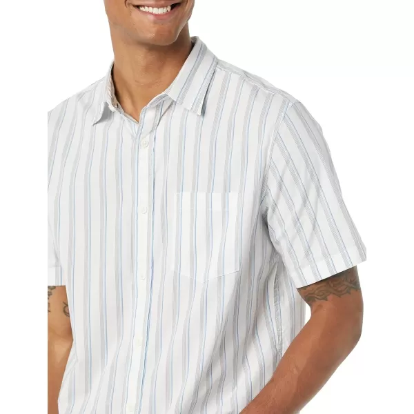 Amazon Essentials Mens ShortSleeve Stretch Poplin Shirt Available in Big amp TallBlue Grey White Stripe