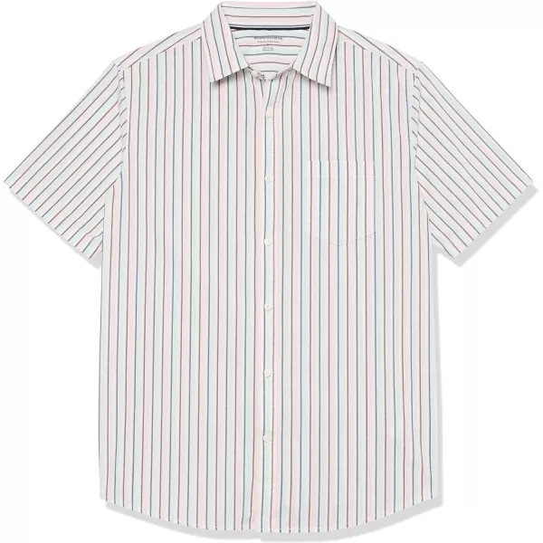 Amazon Essentials Mens ShortSleeve Stretch Poplin Shirt Available in Big amp TallBlue White Stripe