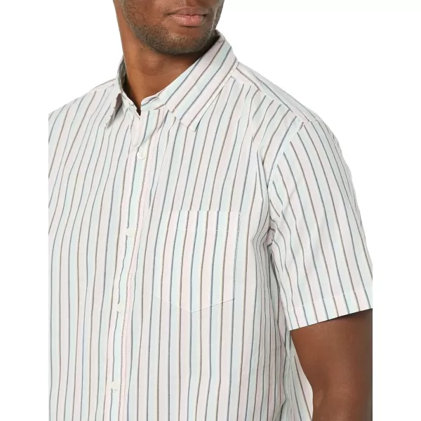 Amazon Essentials Mens ShortSleeve Stretch Poplin Shirt Available in Big amp TallBlue White Stripe