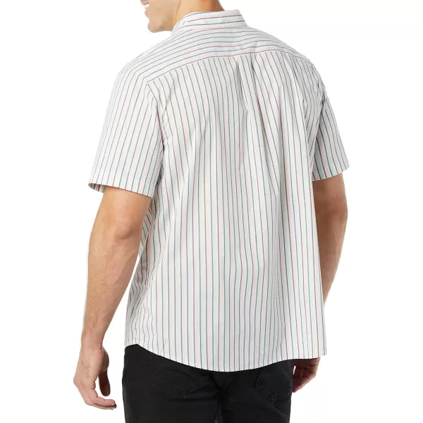 Amazon Essentials Mens ShortSleeve Stretch Poplin Shirt Available in Big amp TallBlue White Stripe