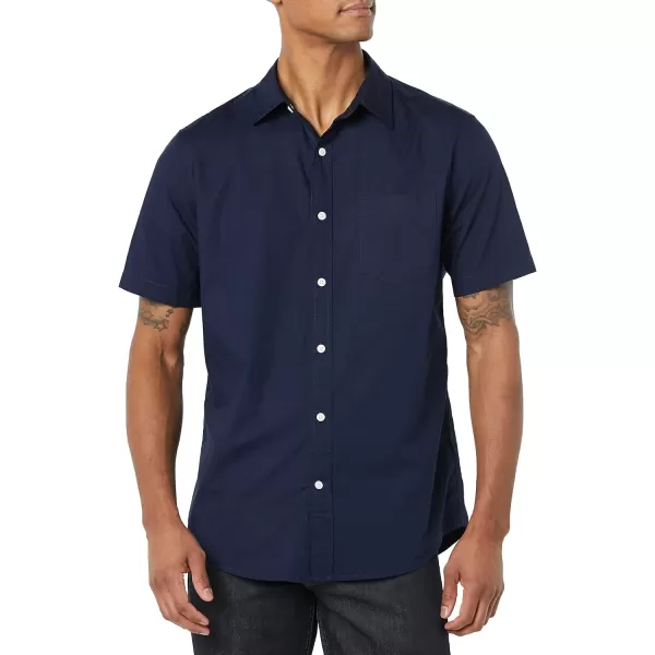 Amazon Essentials Mens ShortSleeve Stretch Poplin Shirt Available in Big amp TallNavy