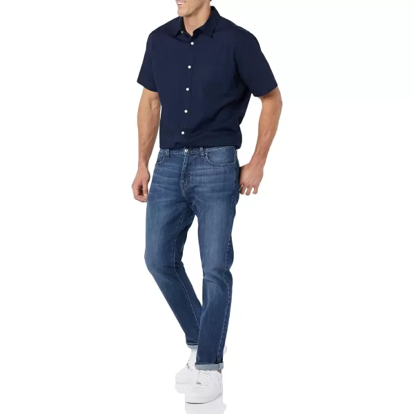 Amazon Essentials Mens ShortSleeve Stretch Poplin Shirt Available in Big amp TallNavy