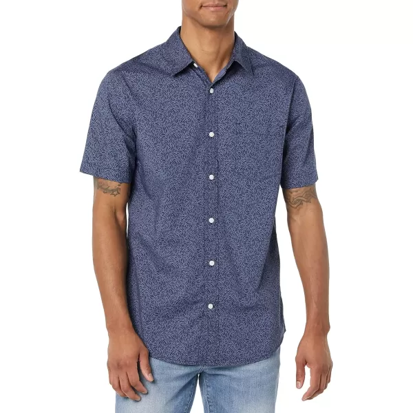 Amazon Essentials Mens ShortSleeve Stretch Poplin Shirt Available in Big amp TallNavy Floral