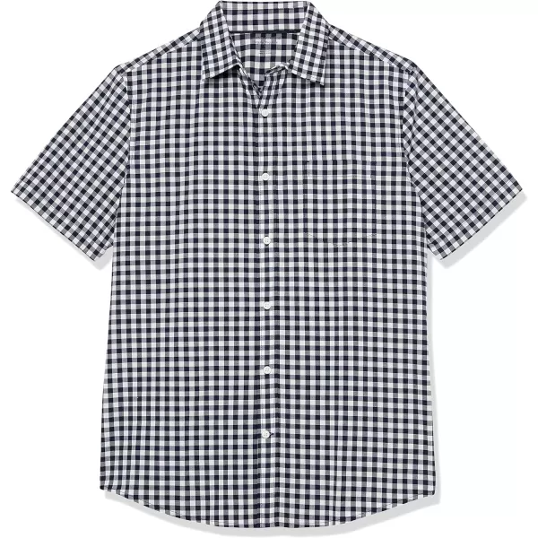 Amazon Essentials Mens ShortSleeve Stretch Poplin Shirt Available in Big amp TallNavy Gingham