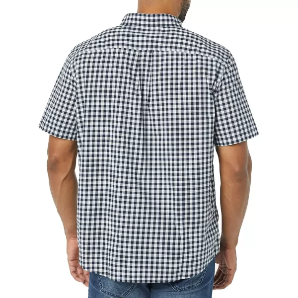 Amazon Essentials Mens ShortSleeve Stretch Poplin Shirt Available in Big amp TallNavy Gingham