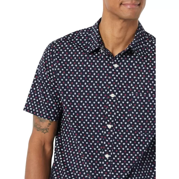 Amazon Essentials Mens ShortSleeve Stretch Poplin Shirt Available in Big amp TallNavy Roses