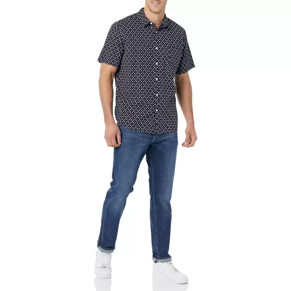 Amazon Essentials Mens ShortSleeve Stretch Poplin Shirt Available in Big amp TallNavy Roses