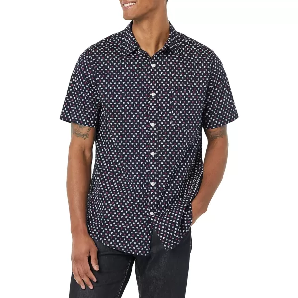 Amazon Essentials Mens ShortSleeve Stretch Poplin Shirt Available in Big amp TallNavy Roses