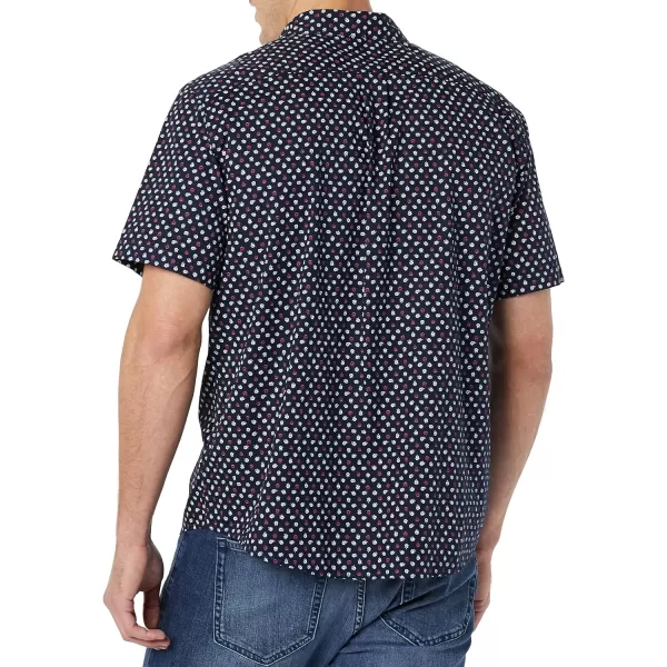 Amazon Essentials Mens ShortSleeve Stretch Poplin Shirt Available in Big amp TallNavy Roses