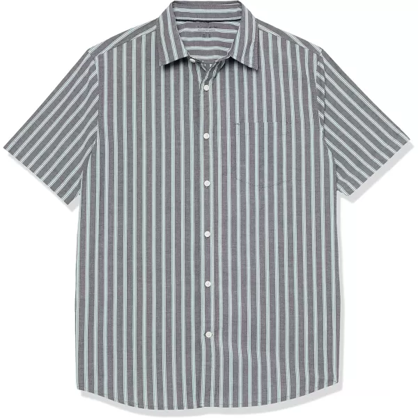 Amazon Essentials Mens ShortSleeve Stretch Poplin Shirt Available in Big amp TallNavy Stripe