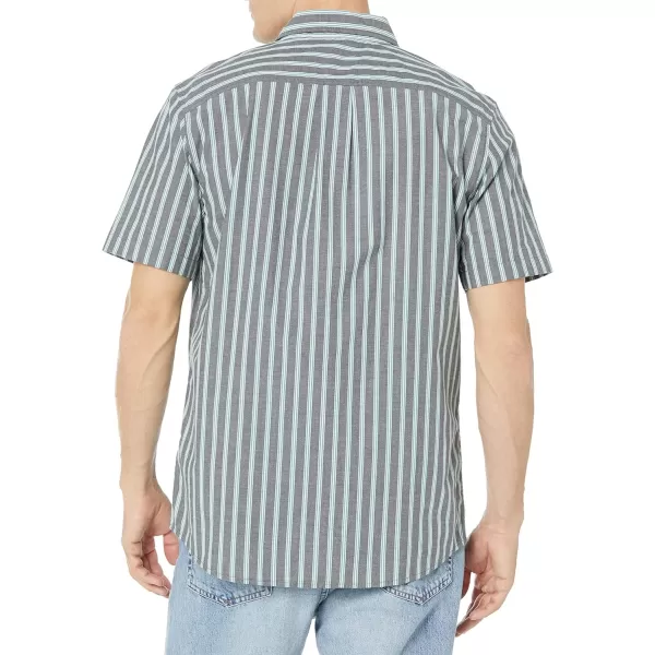 Amazon Essentials Mens ShortSleeve Stretch Poplin Shirt Available in Big amp TallNavy Stripe