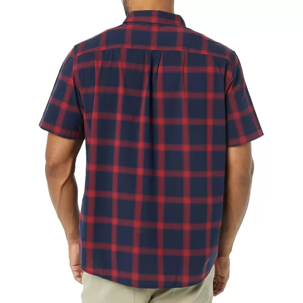 Amazon Essentials Mens ShortSleeve Stretch Poplin Shirt Available in Big amp TallNavyRed Buffalo Plaid