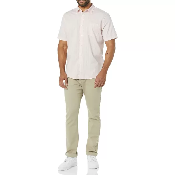 Amazon Essentials Mens ShortSleeve Stretch Poplin Shirt Available in Big amp TallPink Stripe