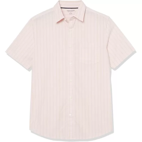 Amazon Essentials Mens ShortSleeve Stretch Poplin Shirt Available in Big amp TallPink Stripe