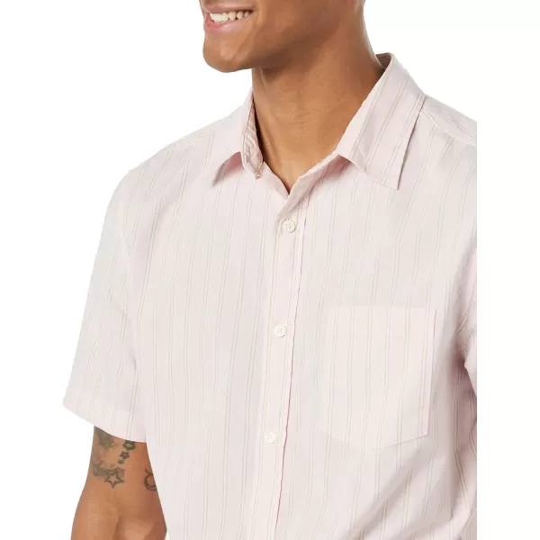 Amazon Essentials Mens ShortSleeve Stretch Poplin Shirt Available in Big amp TallPink Stripe