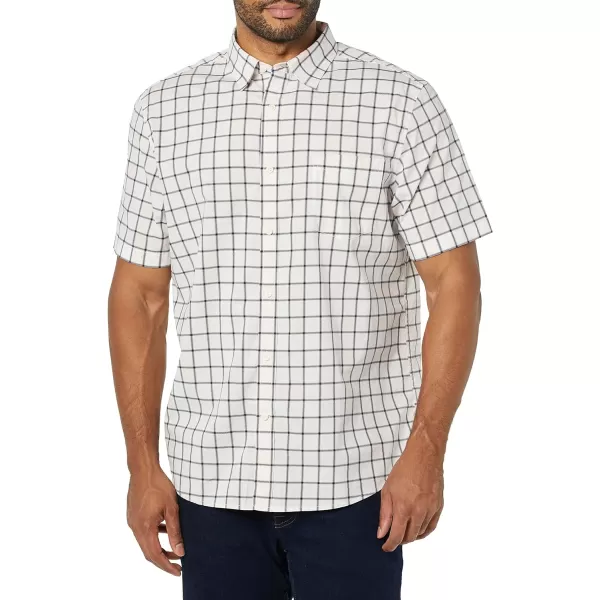 Amazon Essentials Mens ShortSleeve Stretch Poplin Shirt Available in Big amp TallPinkWhite Buffalo Plaid